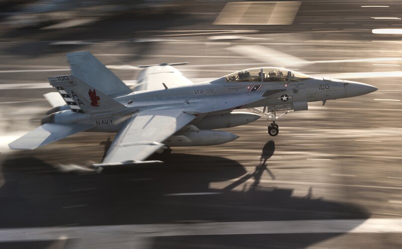 F/A-18 Hornet on aircraft carrier