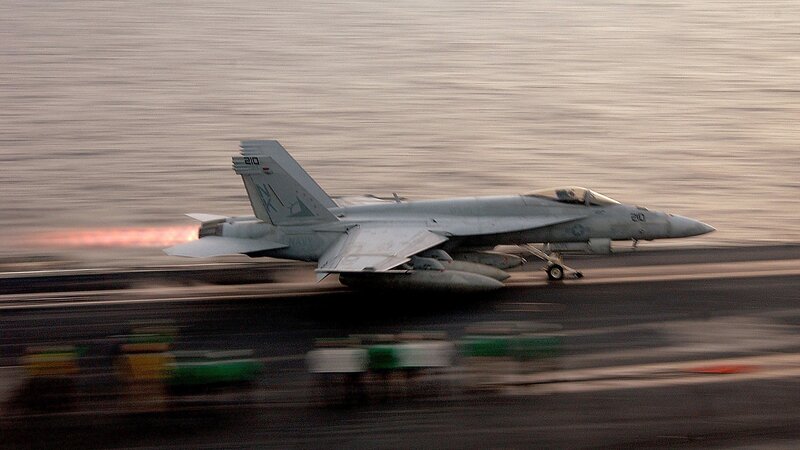 F/A-18 Hornet on aircraft carrier