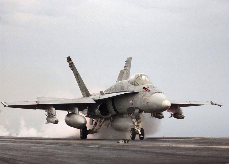 F/A-18 Hornet on aircraft carrier