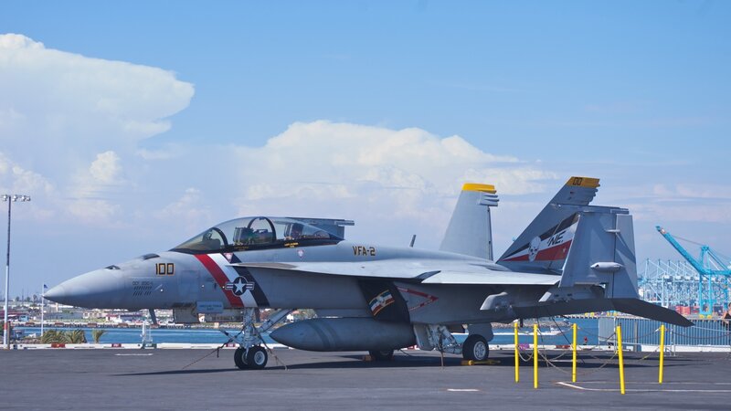 F/A-18 Hornet on aircraft carrier deck
