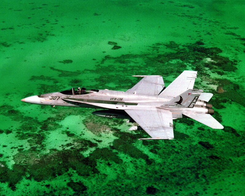 F/A-18 Hornet over coral reef
