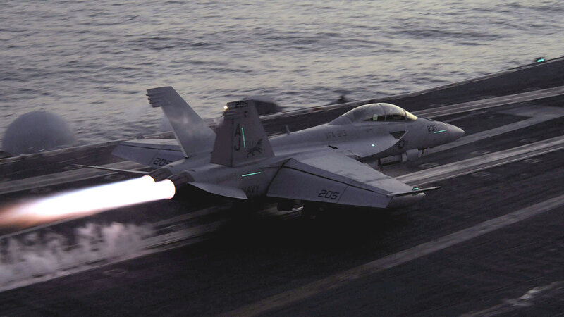 F/A-18 jet taking off
