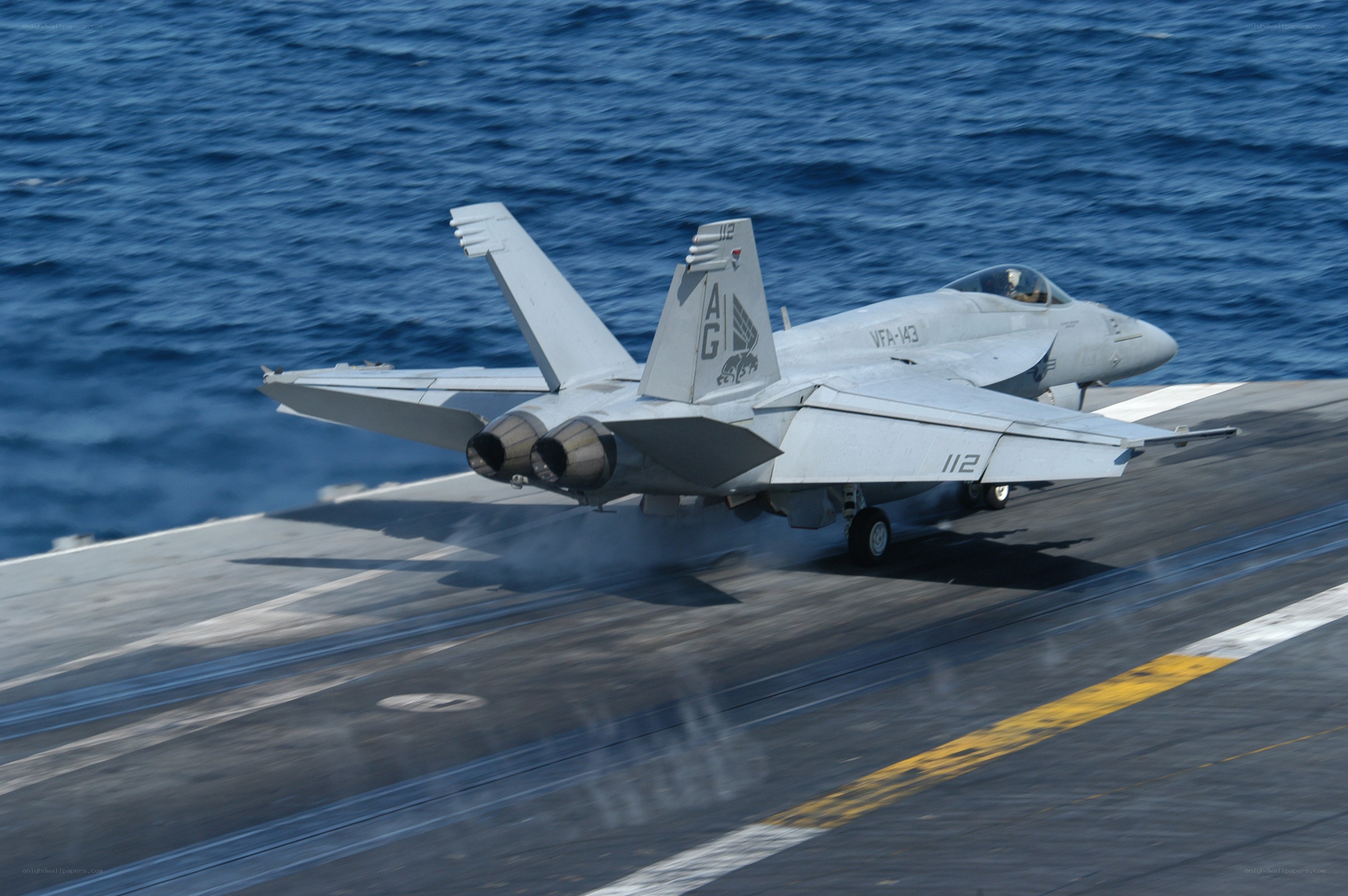 F/A-18 jet taking off