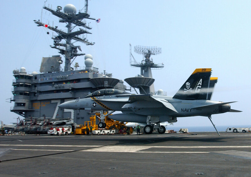 F/A-18 on aircraft carrier deck