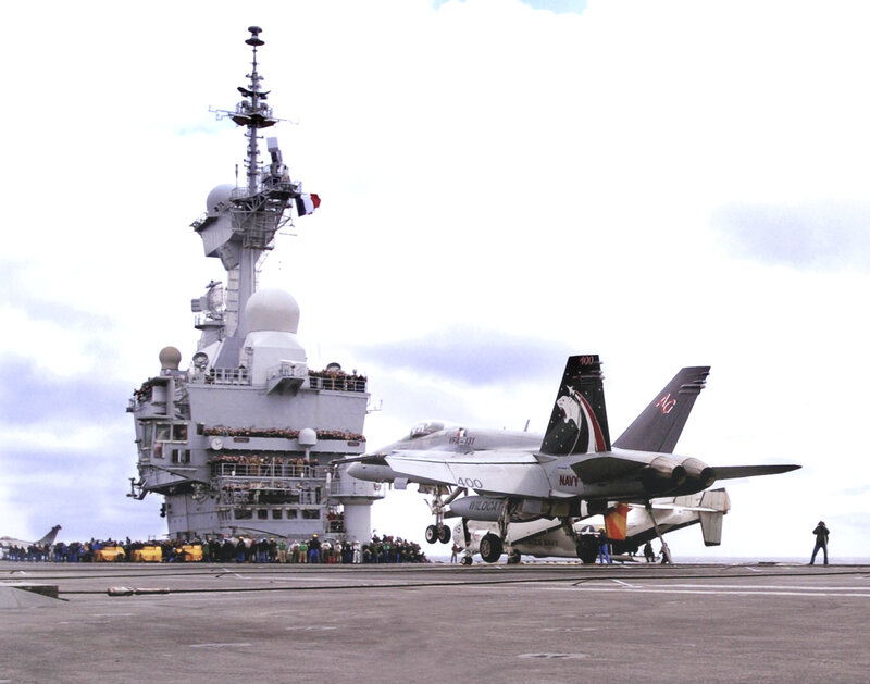 F/A-18 on aircraft carrier deck