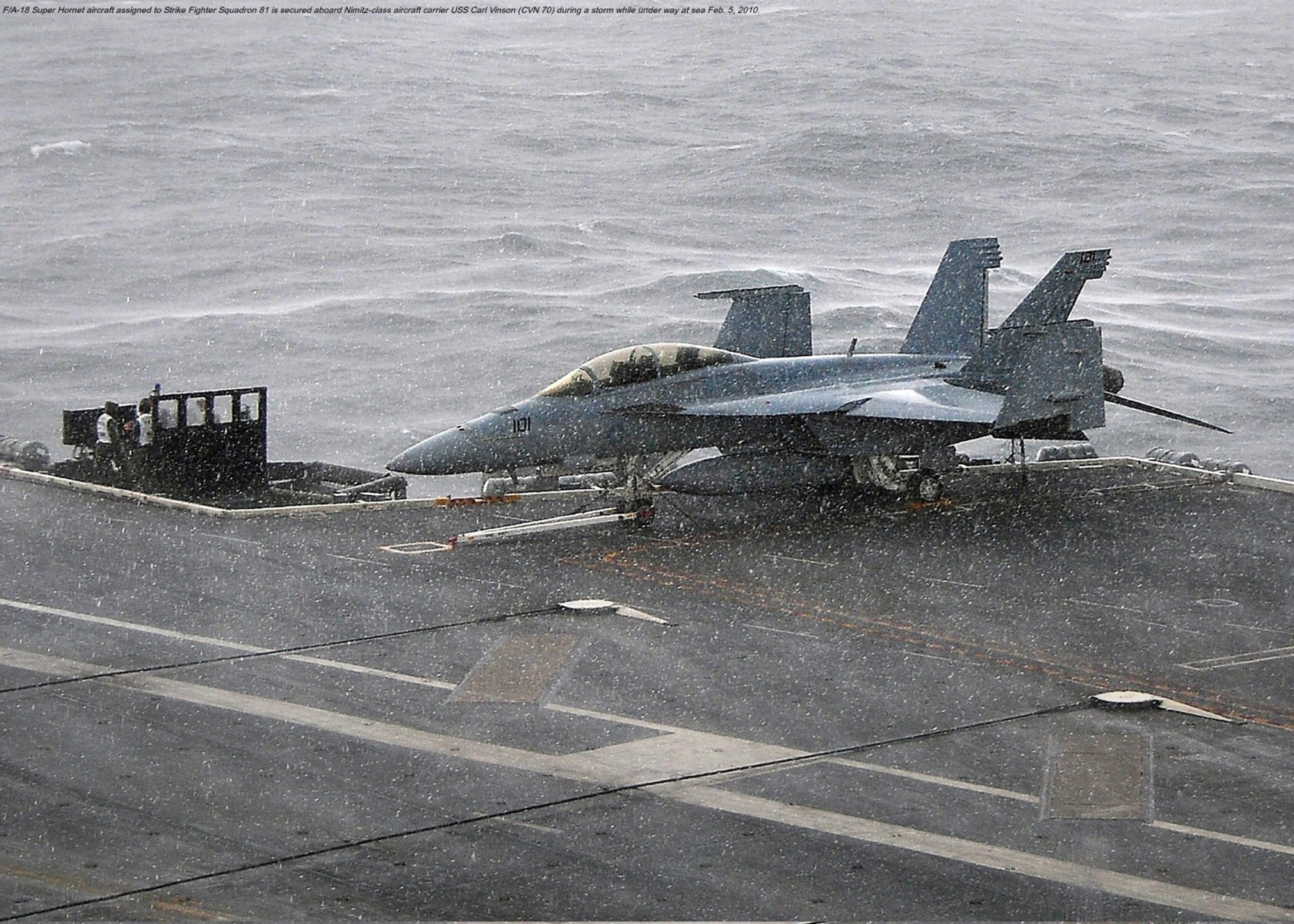 F/A-18 on aircraft carrier deck