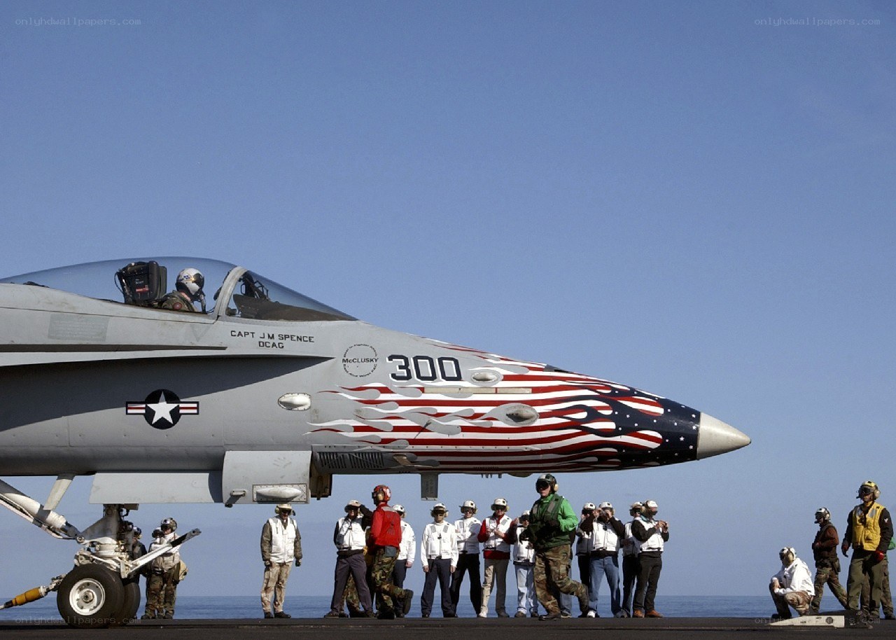 F/A-18 on aircraft carrier deck