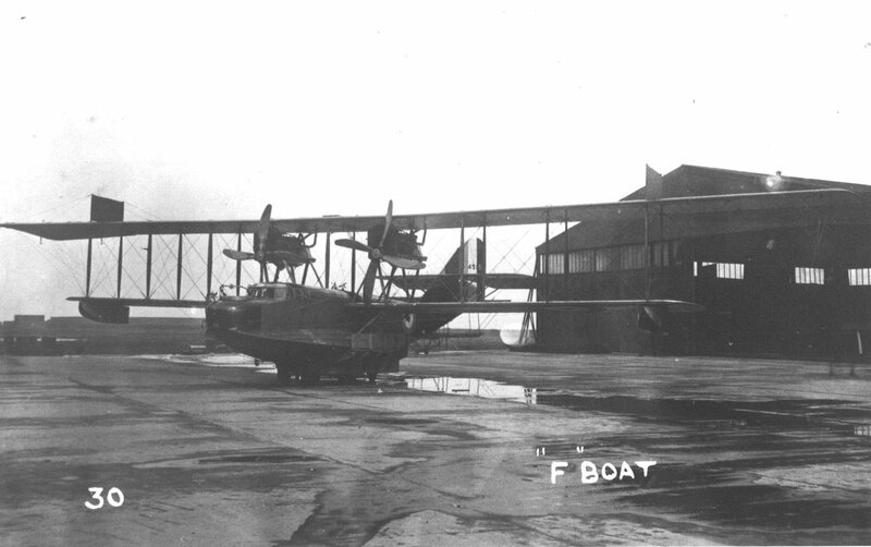 F Boat seaplane at airfield