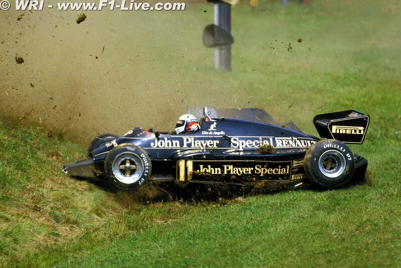 F1 car crash on grass