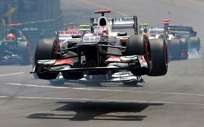 F1 Car in Mid-air