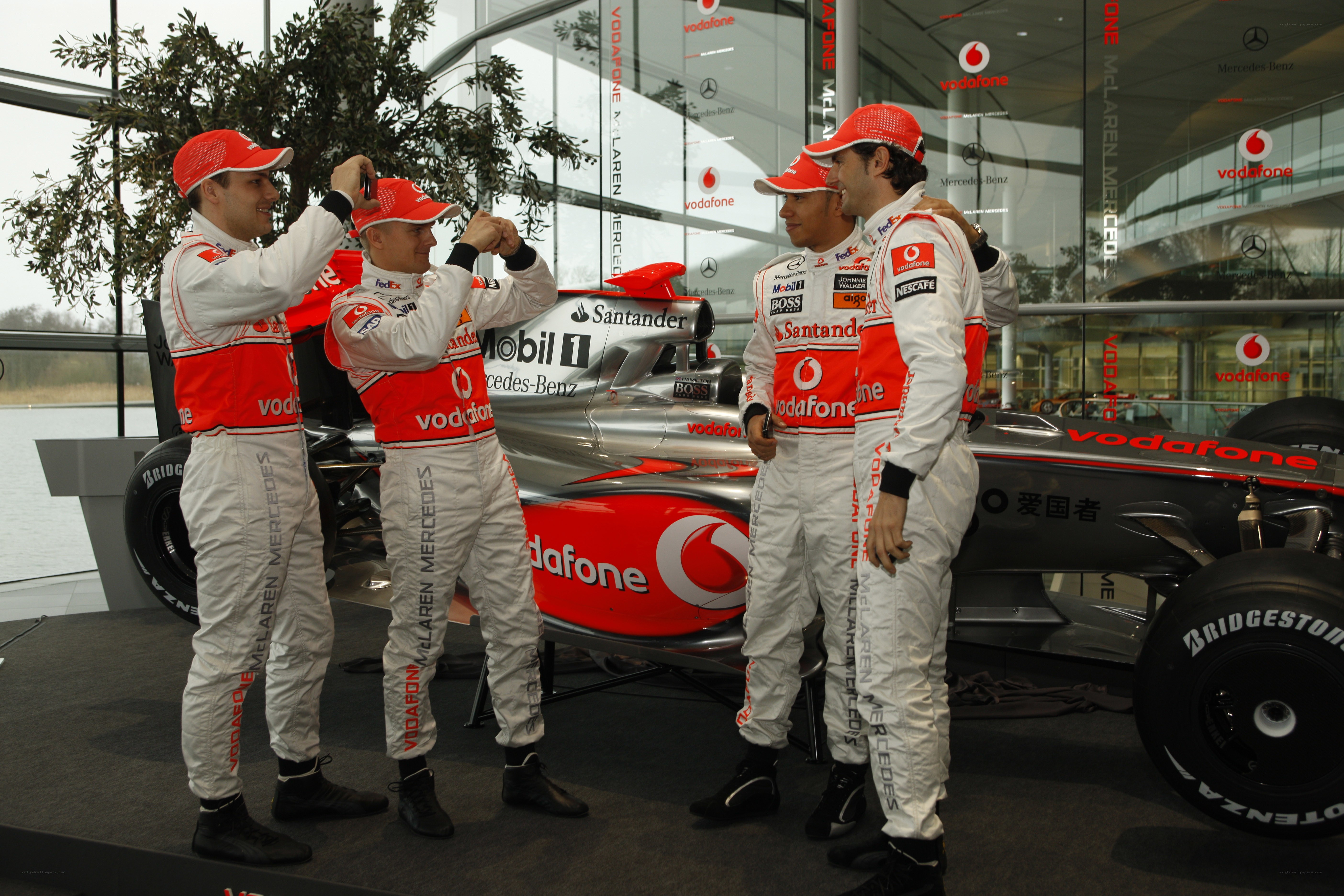 F1 drivers at a team event