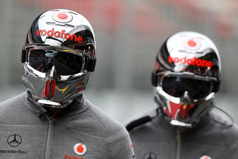 F1 drivers in helmets