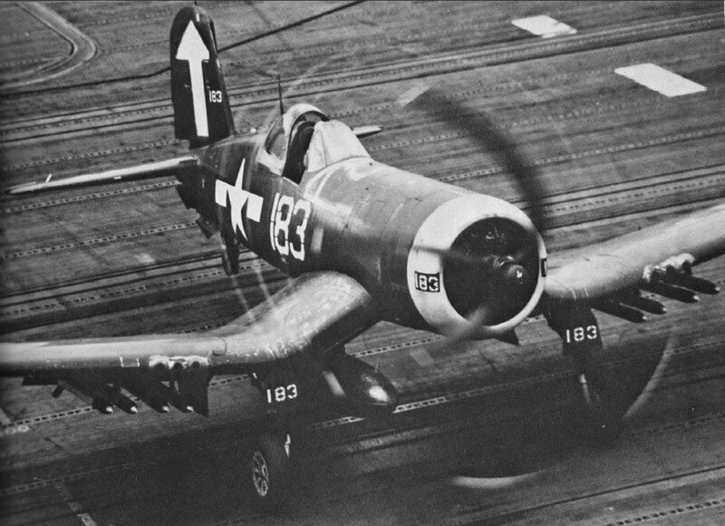 F4U Corsair on aircraft carrier