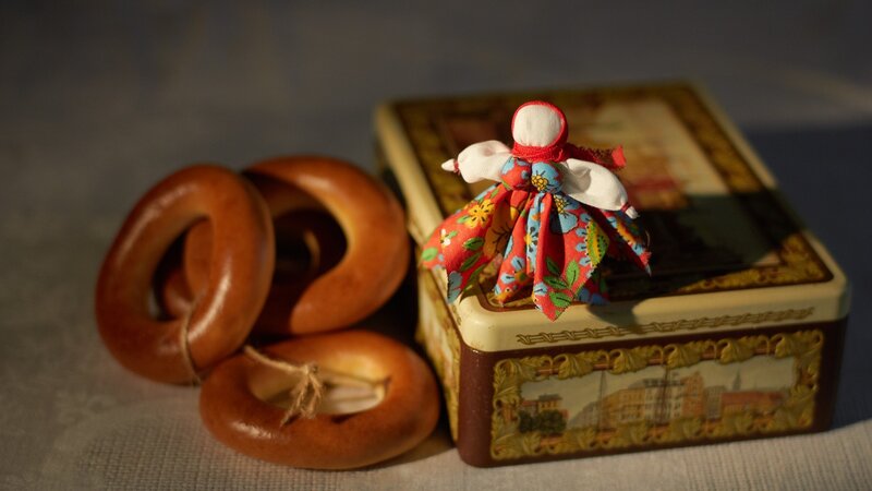 Fabric Doll on Tin Box