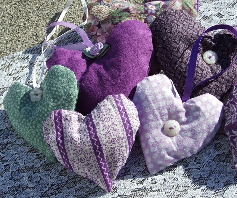Fabric Hearts on Lace
