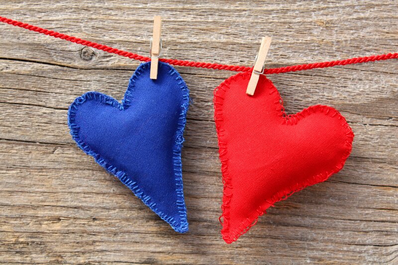 Fabric Hearts on String — Red