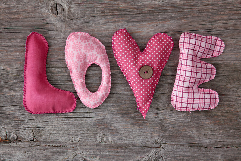 Fabric Letters Spelling Love — Pink