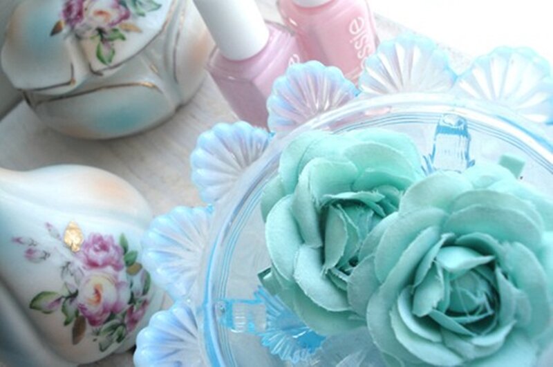 Fabric Roses in Bowl