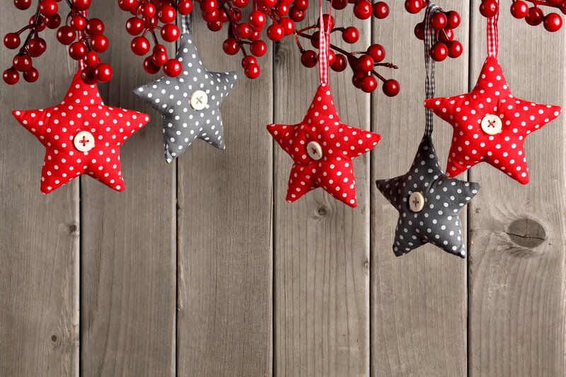 Fabric Star Ornaments — Red