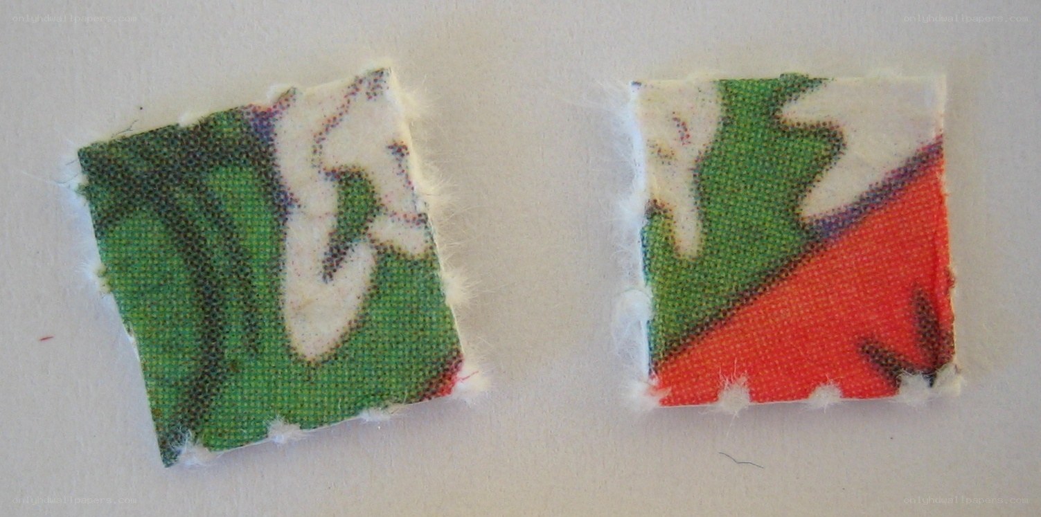 fabric swatches with green and red patterns