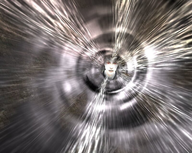 face in a tunnel of light