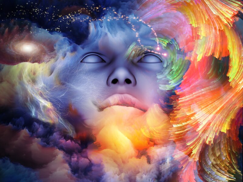 Face in Cosmic Clouds — Blue