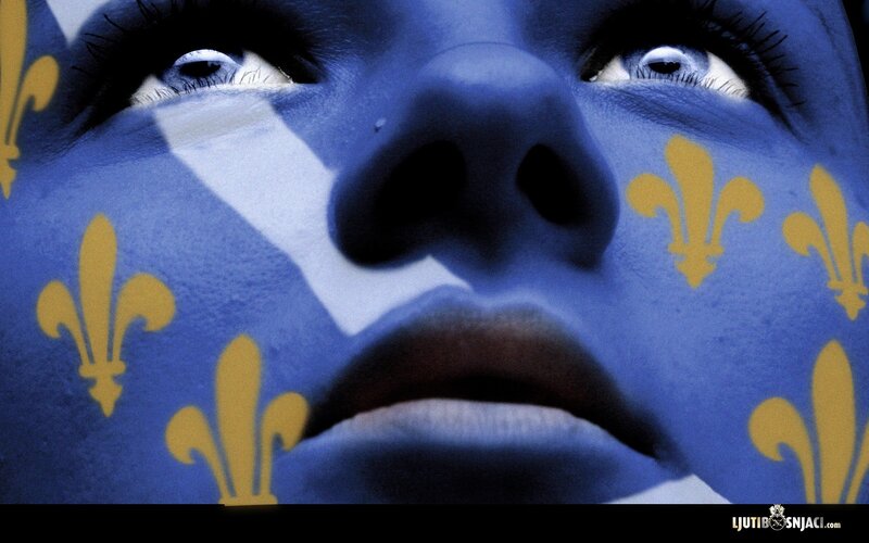 face painted with flag