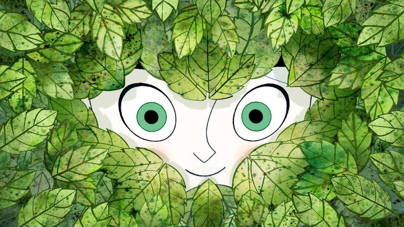 face peeking through leaves