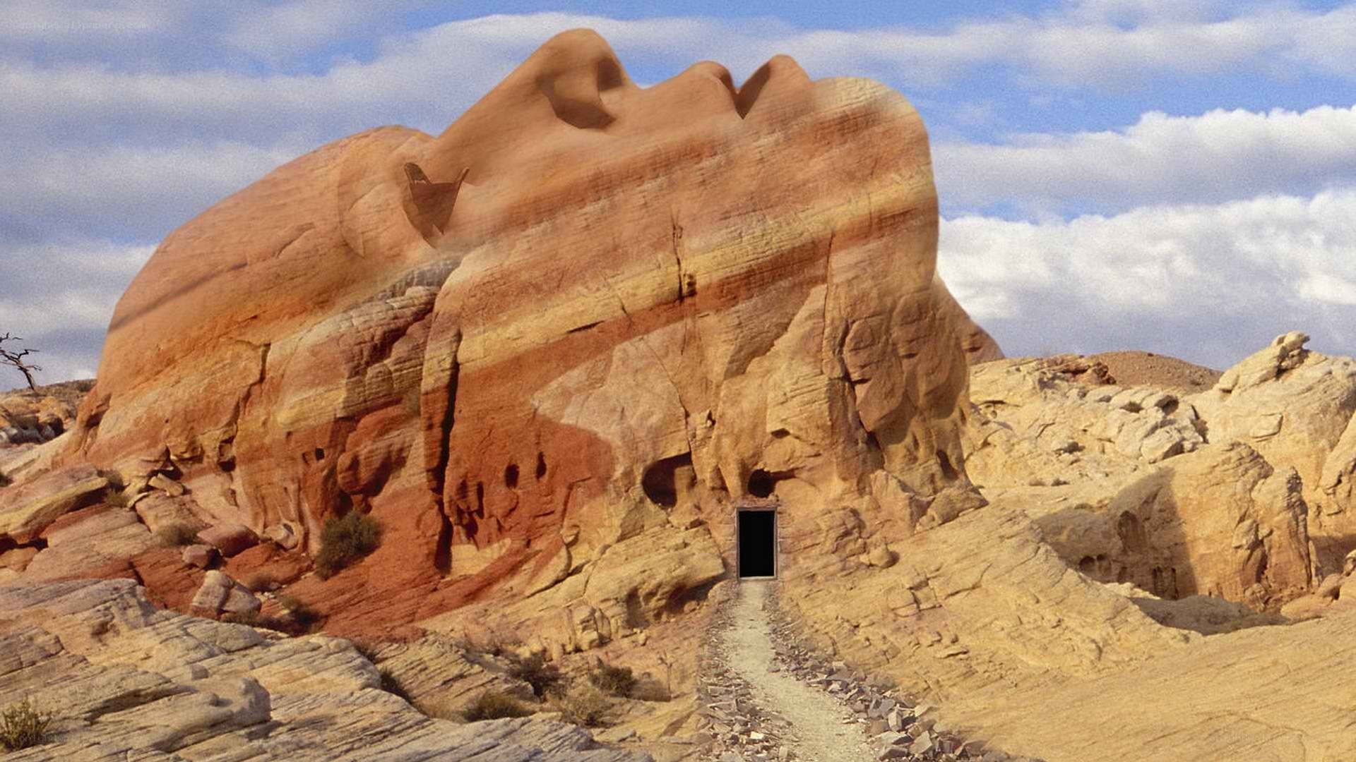 face-shaped rock formation