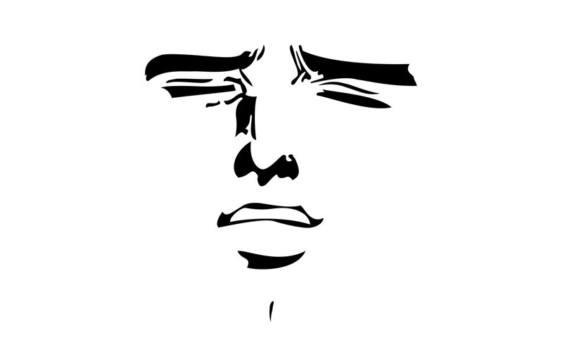 Face with Closed Eyes — Black