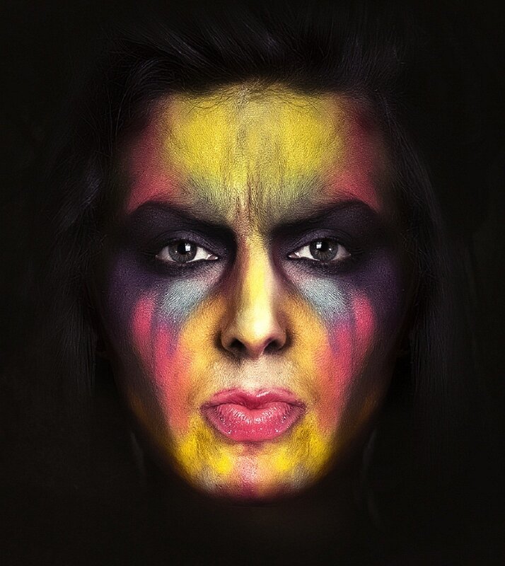 face with colorful makeup