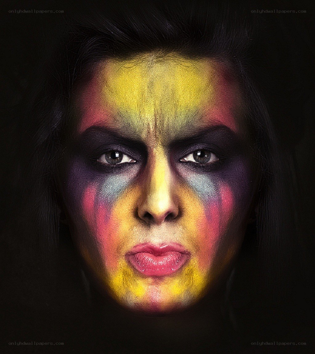 face with colorful makeup