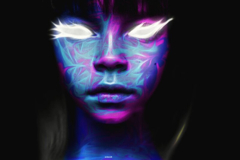 Face with Glowing Makeup