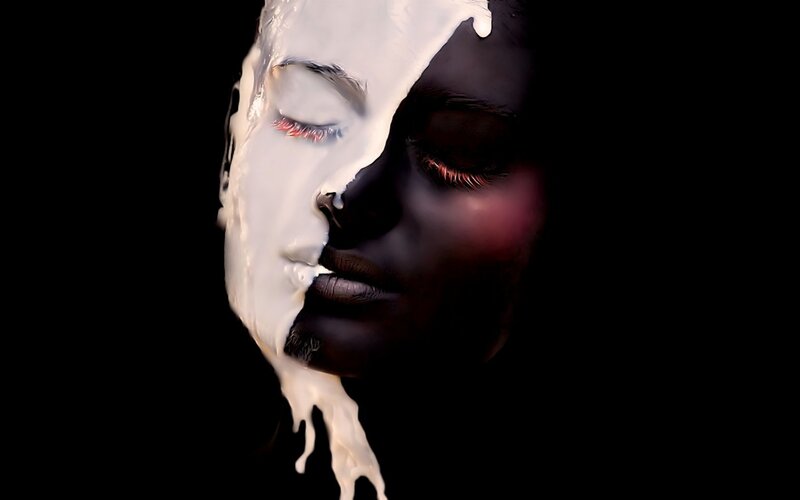 face with paint overlay