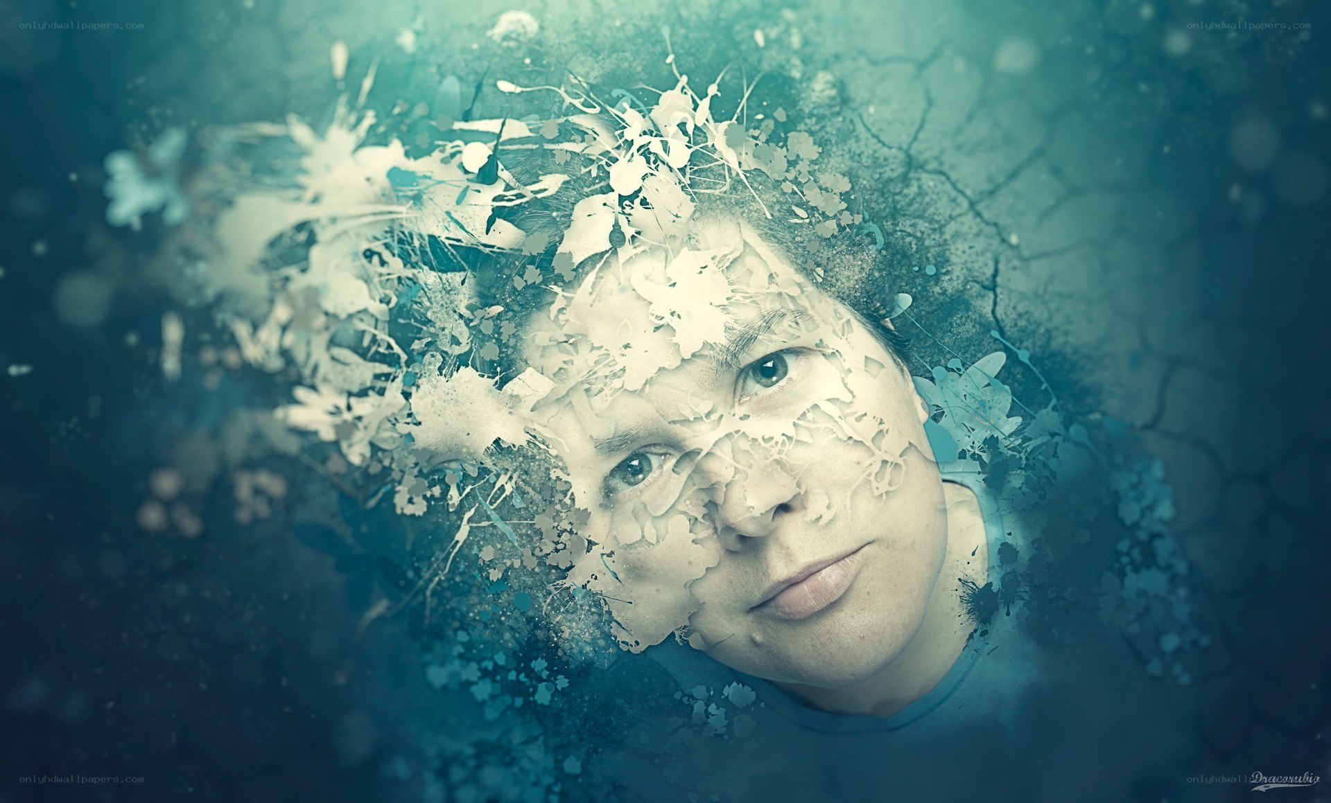 face with paint splatter effect