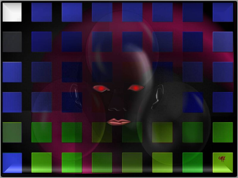 Face with Red Eyes — Blue