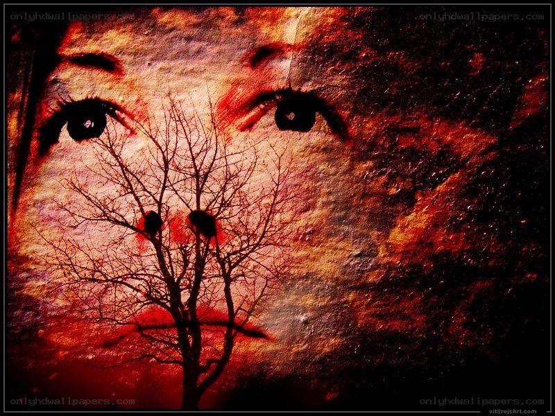 face with tree silhouette