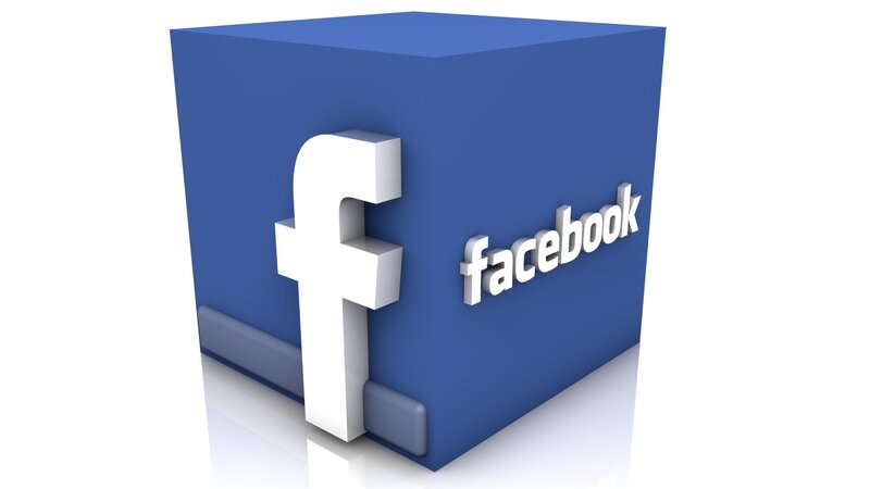 Facebook logo on a blue cube