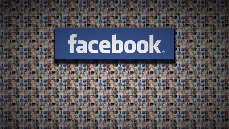 Facebook logo with user profile grid
