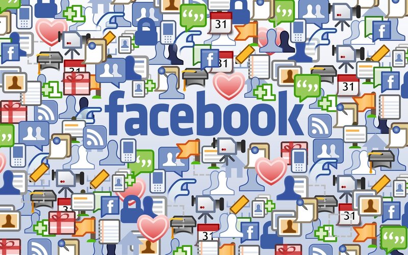 Facebook social media icons collage