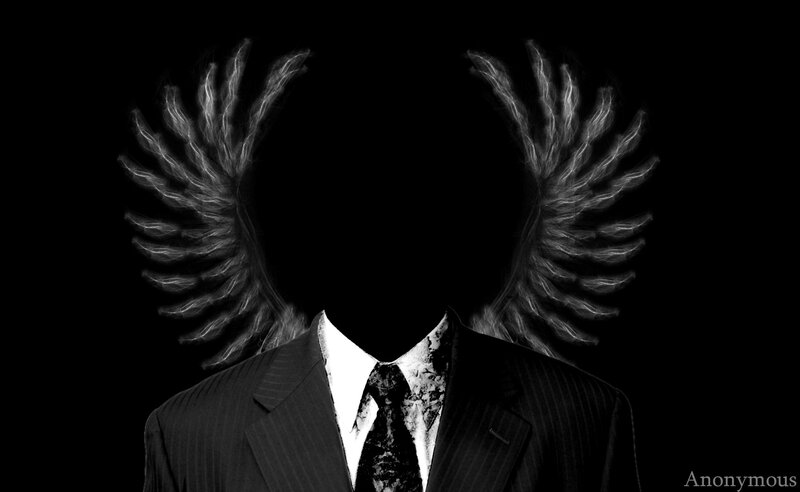 faceless figure with wings