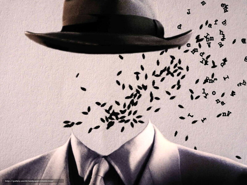 faceless man in hat