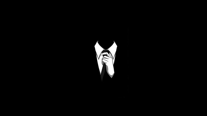 Faceless Man in Suit — Black, Mysterious