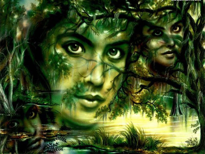 Faces in Forest — Green