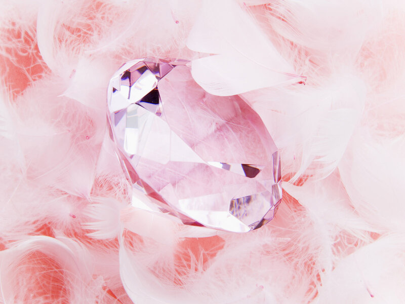 Faceted Crystal on Feathers — Pink