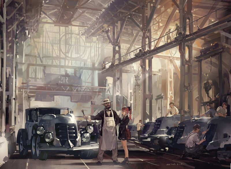 Factory assembly line scene