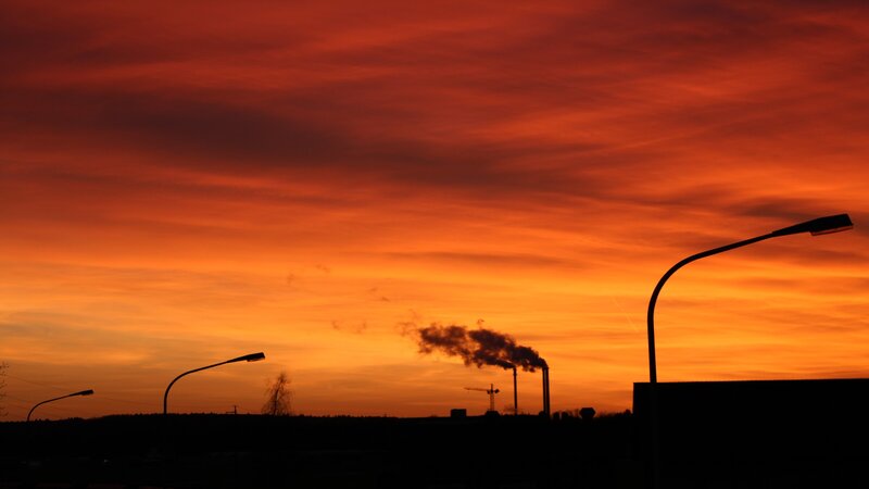 Factory at sunset