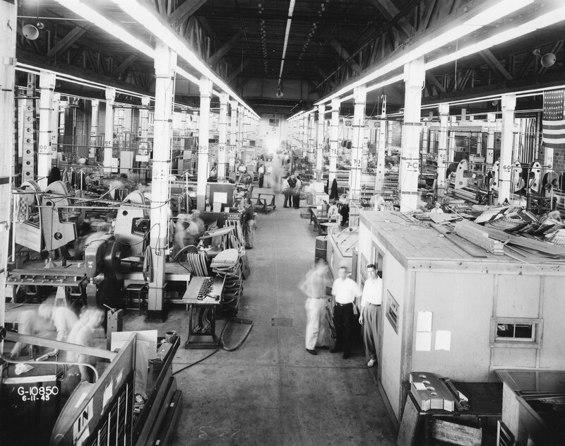 Factory floor with workers