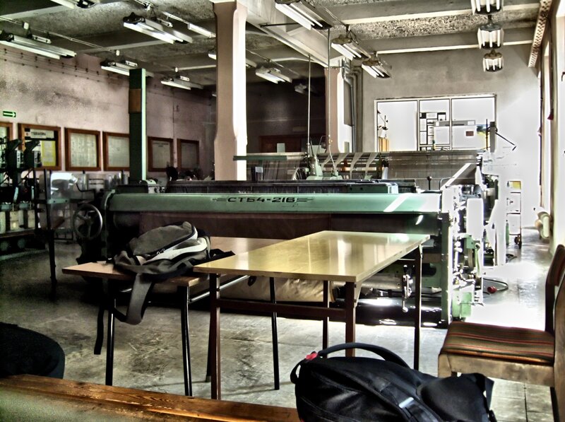 Factory interior with machinery