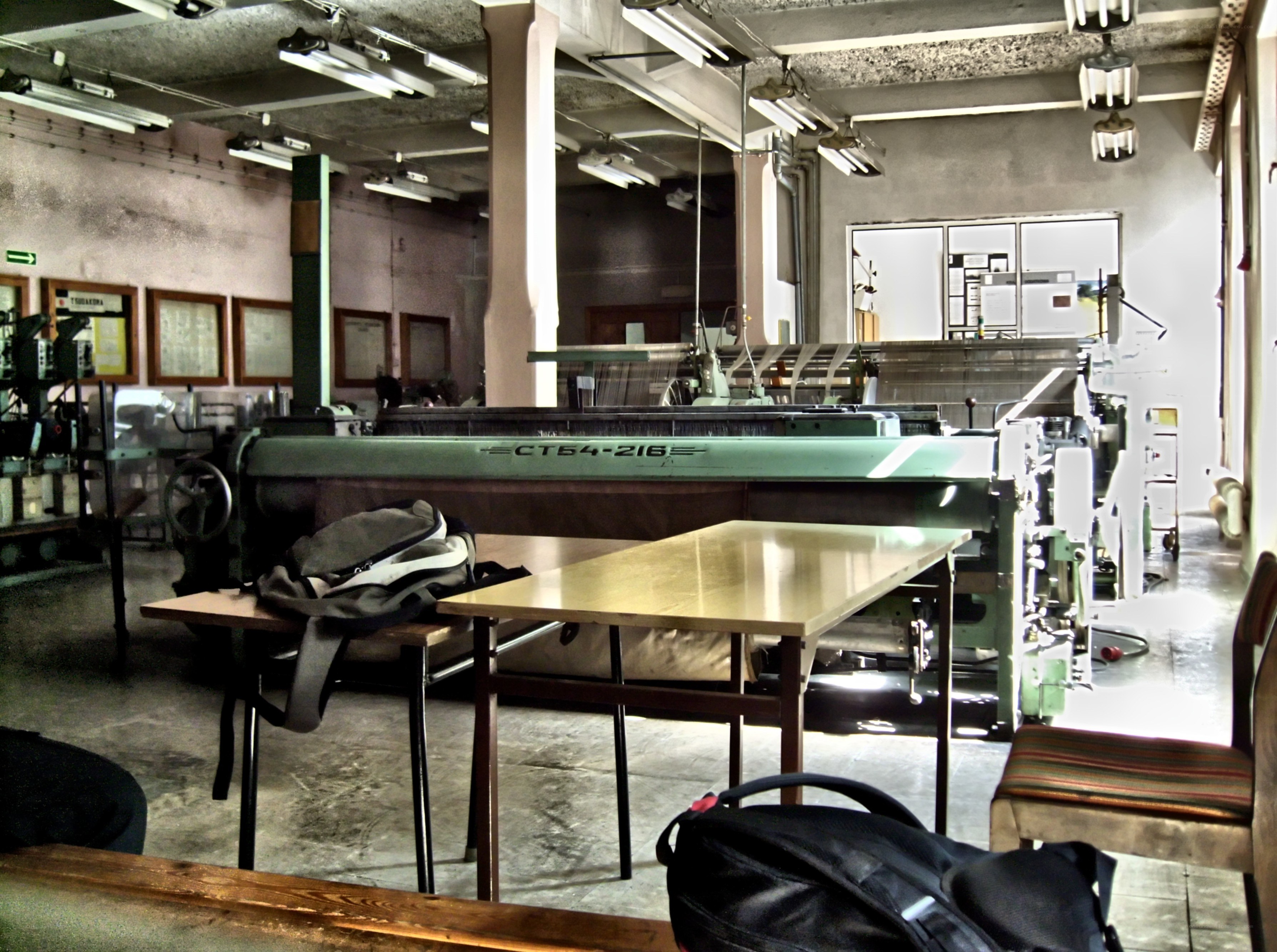 Factory interior with machinery